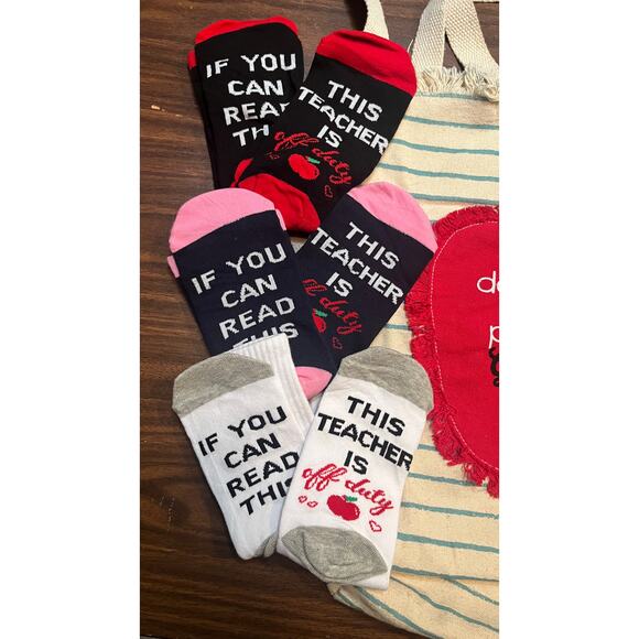 Teacher tote bag and 5 pair sock bundle Education - Picture 7 of 9